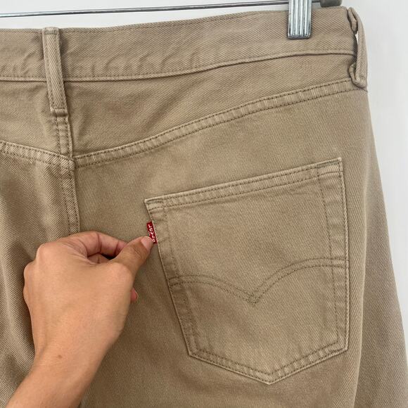 Levi's 501 Khaki Mens Jeans Sz 34x32 Y2K Normcore Street Minimalist Workwear - Picture 7 of 9
